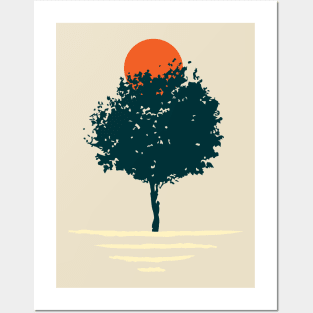 Minimalist Abstract Nature Art of Elegant Tree II Posters and Art